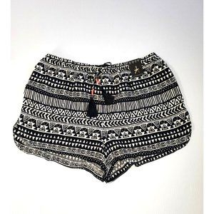 NWT Atmosphere women's black and white tribal drawstring tie shorts size 8 1280